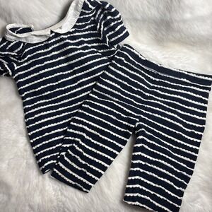 VTG Victoria Beckham x Target Collared Top and Pant Set Girls Navy Stripe 5T EUC
